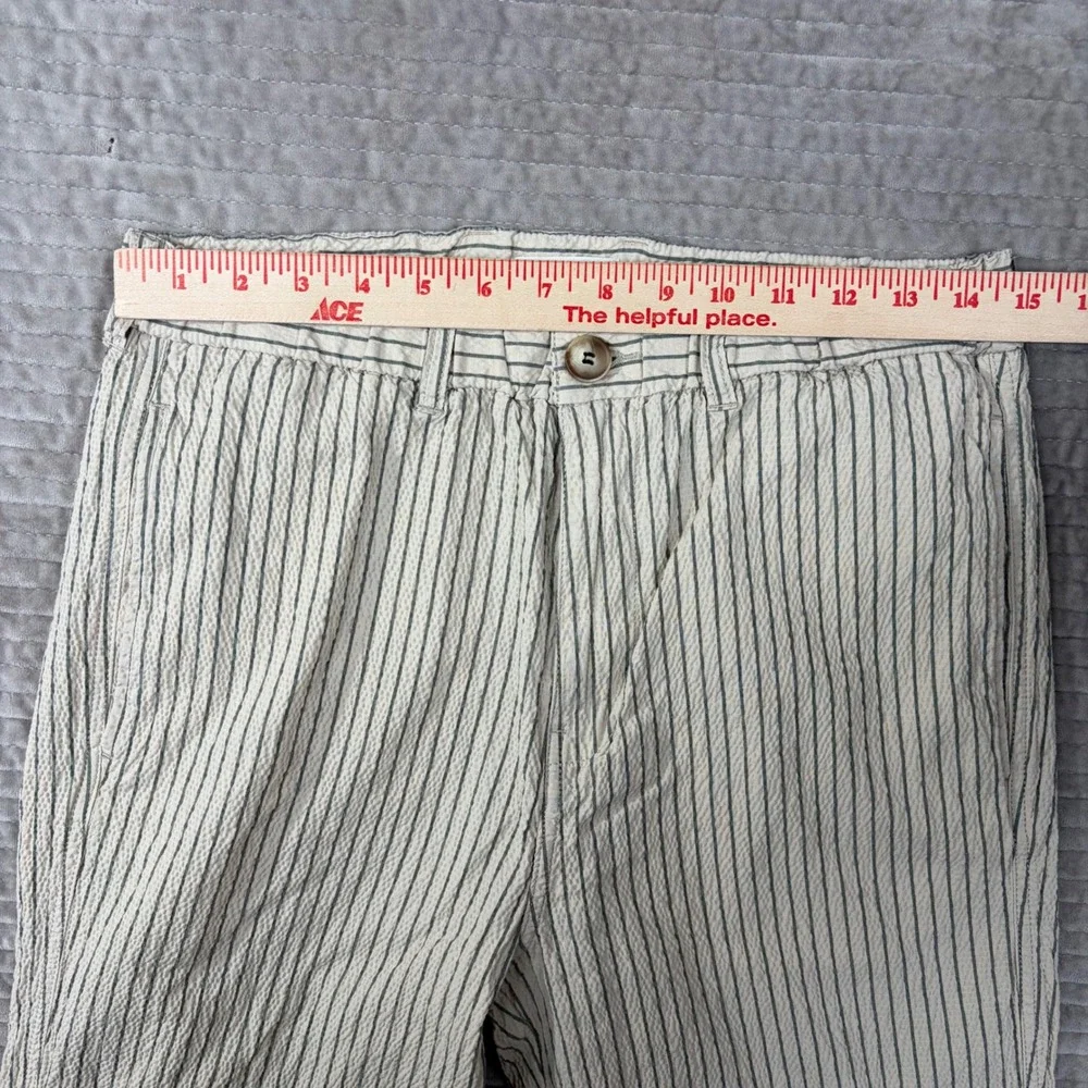 Octobre Editions Shane Trousers Medium Beige Striped Seersucker Pants Portugal